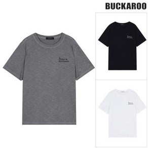 버커루 <BUCKAROO> 2024 NEW VER. 3컬러 슬럽원단 전판 심플 + 뒷 백판 라이더 윙 포인트 깔끔한 라운드 반팔 티셔츠