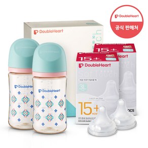 더블하트 모유실감 3세대 PPSU 젖병 헤리티지 트윈팩 240ml(단청)+젖꼭지 2개, 1세트, 240ml, 트윈팩(단청)+젖꼭지2입x1개(3L)