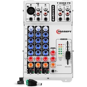 Taamps T 0302 FX 오디오 믹서 3 입력 채널 4 EQ 컨트롤 에코 효과 이득 중저음 중고음 및 레벨 DJ 고성능 사운드 시스템 컬러풀, Coloful