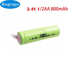 전기자전거 배터리 1-3PCS 800mah 2.4V 1/2AA ni mh 재충전 전지 전기 면도기 면도기 칫솔을위한 용접 탭, 1개