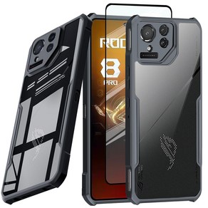 Guizzcg ASUS ROG Phone 8 Po 5G TPU + [1 용 케이스 초박형 경량 커버 소프트 범퍼 아크릴 클리어 백 밀리터리 그레이드