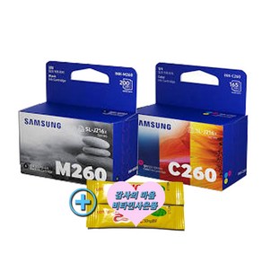 [COMEBANK] 삼성 정품 M260검정 C260칼라 세트 잉크 SL-J2160W SL-J2165W 프린터 전용 정품 세트 잉크, 삼성 SL-J2160W 프린터잉크 M260+C260세트, 1개