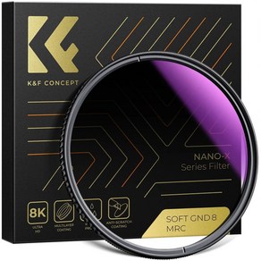 KnF 67mm NANO-X GND8 (0.9) 그라데이션 원형필터 - AGC 8K Glass Soft Gadient ND8 Filte