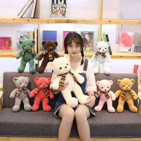 테디베어 곰 인형 쿠션 플러시 장난감 크리스마스 선물 어린이, 핑크, 38cm, 1개