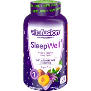 Natue Mad Sleep Well 젤리 비타민 화이트 티 패션 프루트 맛 Vitafusion 호환 -, Natue Mad Sleep Well 젤리 비타민 화, 1개, 60정