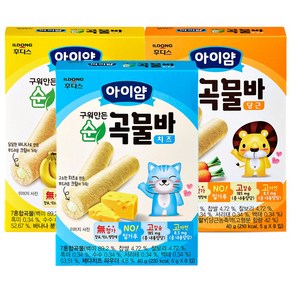 일동후디스 아이얌 구워만든 순곡물바 6개 혼합, 당근3 + 바나나2 + 치즈1, 40g, 1세트