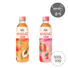 티즐 아이스티 제로 복숭아+딸기 500ml 5+5입, 단품