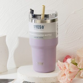 TYESO 진공 스텐 텀블러 보온보냉 대용량 마쉬멜로우, 라일락, 600ml, 1개