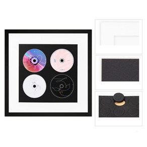 Ma.06 191번 예취 원목 cd 액자 디스크 수납 앨범 소장 dvd 보관용 디스크 수집 액자 벽걸이 전시액자Z, 9_별빛 블랙 (벽 걸 기 전용) 화이트 카드 블랙 카