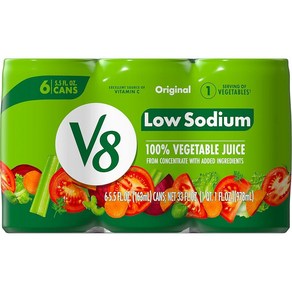 V8 저나트륨 오리지널 100% 야채 주스 162.7ml (5.5oz) 캔(6팩), V8 저나트륨 오리지널 100% 야채 주스, 162.7, 6개, 473ml