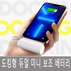 2in1 일체형 도킹보조배터리 5000mAh 거치대내장, C타입+8핀