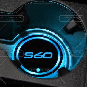 볼보 S60 S90 V70 V60 R 디자인 로고 자동차 물컵 매트 음료 거치대 코스터 조명 장식 액세서리 7 가지 다채로운 LED, 4) 1pcs