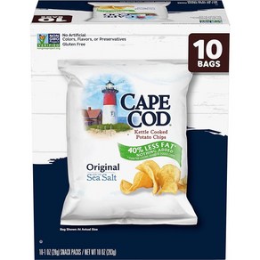 Cape Cod Potato Chips 오리지널 저지방 28.3g(1온스) 10개입, 오리지널 적은 지방 498116 _1 Ounce (Pa