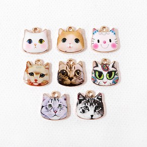 싼비즈 [7027-G]에폭펜던트 고양이 13x13mm 골드 1개