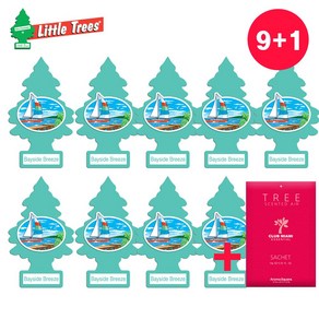 리틀트리 TREE 차량용 방향제 베이사이드브리즈 9개+아로마스퀘어 1개 멜론향 걸이형 종이 방향제