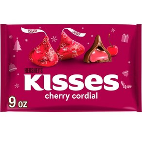 HERSHEY'S KISSES 체리 코디얼 맛 크리스마스 캔디 백, 1개, 255g