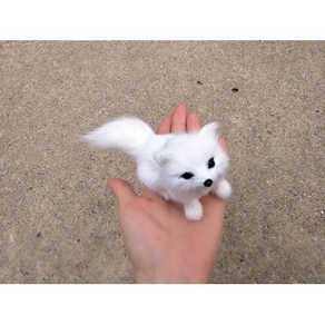 화이트 북극 여우 인형 동물 구미호 애착 봉제 수면, 유백색 길이 12CM 높이 7CM, 1개