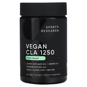 스포츠 리서치 CLA 식물성 원료 1250mg 소프트젤 90정 리놀레산, 2개