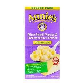 Annie's Homegown Rice Shells and Ceamy White Ched Annie's 국내산 쌀 껍질과 크리미 화이트 체다 글루튼 프리 마카로니 앤 치즈(6팩, 1.17kg, 1개