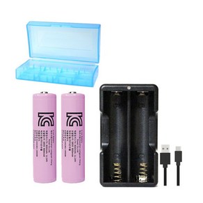 18650 세트(3000mah 2알+깜냥급속충전기+USB케이블+2구케이스), 1세트