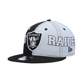 New Era 블랙 프라이데이 남성용 블랙 그레이 Las Vegas Raiders 팀 스플릿 9FIFTY 스냅백 모자