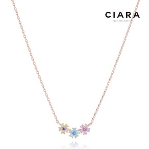 CIARA 14K Foggia 컬러플라워스톤 심플 목걸이(GoldPlated)