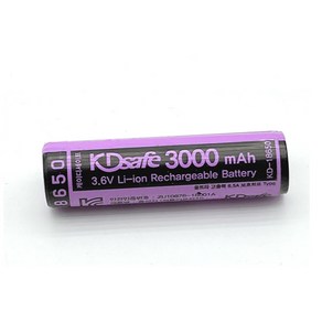 KDsafe 정품 18650 리튬이온 배터리 건전지 충전지 6A 고출력 3000mAh, 1개, 1개입