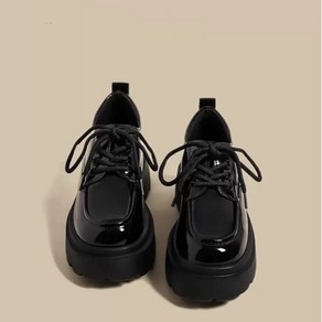 YioYcc 여성 심플하고 편안한 통굽 로퍼 에나멜 슈즈