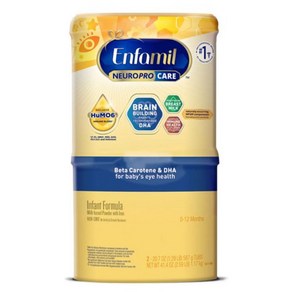 Enfamil NeuoPo Cae Infant Fomula with Ion 미국 엔파밀 뉴로프로 케어 만1세이하 영아 분유 아연첨가 1.17kg, 2개, 587g