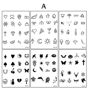 떨샵 미니 흑백 반영구 타투스티커 방수 감성헤나 패션문신 6장 92번