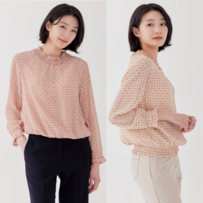 [지센] 여성 도트변형 메탈우라기리 블라우스(색상2종) LFWSP291