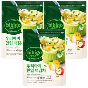 비비고 CJ 우리아이 한입 백김치 270g, 3개