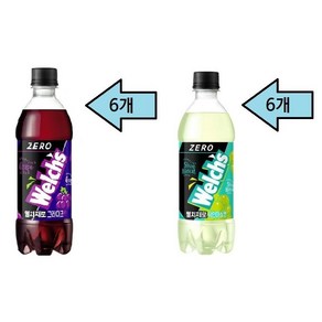 웰치스제로포도 500ml 6개+웰치스제로샤인머스켓 500ml 6개 총12개, 1세트