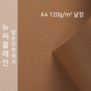 뉴씨플레인 종이문화 얇은 양면색지 120g A4 낱장 1매 No.23 황토색, 1장