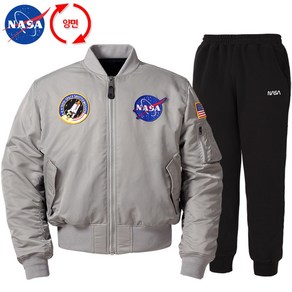 NASA 나사 남녀공용 양면 패딩항공점퍼+면 조거팬츠 상하세트 N-851ULG+N-350PBK 투웨이 MA-1 자켓 블루종 잠바 바람막이 아우터 오버핏 남자 여성