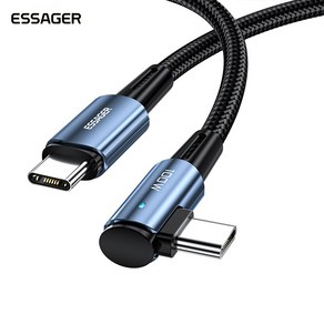 ESSAGER 선셋 엘보우 100W C to C타입 고속 충전 케이블, 1개, Blue