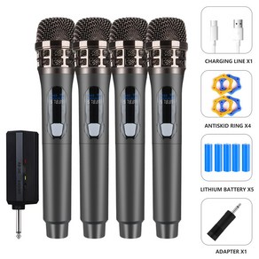 UHF 전문 휴대용 무선 마이크 파티 노래방 전문 교회 쇼 회의용 4 채널 4 개 2 개 1, 1) 4pcs, 4pcs