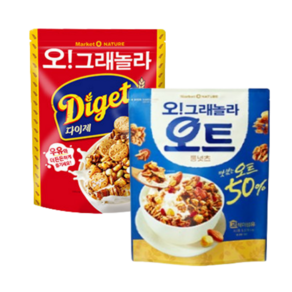 오리온 오그래놀라 다이제 250g 1 오트 통넛츠 255g 1 (총2) 시리얼, 1세트, 505g