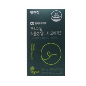 (정품)정관장 알파프로젝트 프리미엄 식물성 알티지 오메가3 390mg x 60캡슐(3개), 60정, 3개