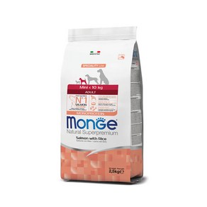 [DOG]몬지 내추럴 슈퍼프리미엄 미니 어덜트 연어와 쌀 2.5kg / 단일단백질, 1개
