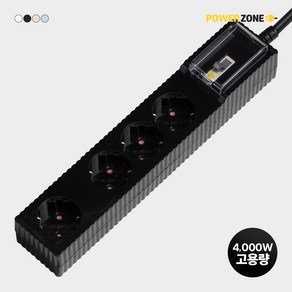 파워존 4000W 국산 고용량 웨이브 멀티탭 누전차단 4구 50cm 1.5m 3m 5m 7m, 3m블랙 wlb430BK, 1개