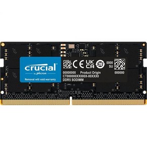 Cucial RAM 32GB 키트 (2x16GB) DDR5 4800MHz CL40 노트북 메모리 CT2K16G48C40S5, 16GB, 2개