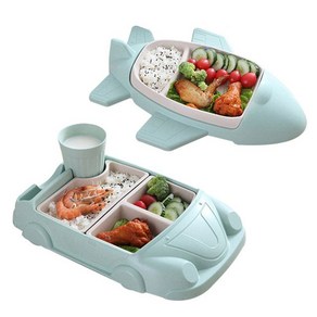 친환경 유아 아동 아이 비행기 자동차 돌아기 식판 세트, 비행기식판(핑크), 1개