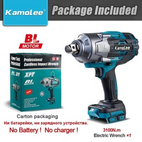 Kamolee 3100N.m 높은 토크 브러시리스 전기 임팩트 렌치 3/4 인치 전동 공구 Makita 18V 배터리와 호환 가능 EU  No Battey Caton (162460), 1개