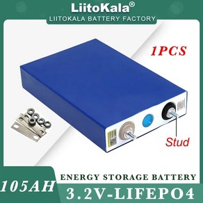 LiitoKala 리튬 철 인산염 배터리 오토바이 전기 자동차 태양광 인버터 보트 배터리 32V 105Ah LiFePO4 배터리 DIY 4s 12V 24V, 1개