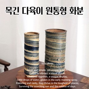 공간연출 원통형 다육이 전용 수제토분 미니토분 수제화분 옹기화분 다육화분, 소 8x25cm, 1개