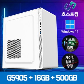 호스트컴 게이밍 조립컴퓨터 데스크탑 PC 본체, 화이트, 사무용PC01 G5905, 500GB, 16GB, WIN11 Home