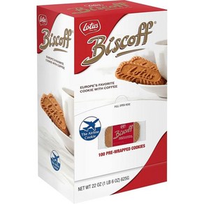 비스코티 쿠키 Lotus Biscoff 캐러멜 처리된 비스킷 스낵 디스펜서 상자 개별 포장 비건 0.2온스100개, 625g