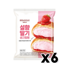 브레디크 설향 딸기생크림빵 베이커리디저트 145g x 6개