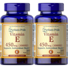 퓨리탄 프라이드 비타민E 450mg 1000IU 퀵릴리즈 소프트젤 100정 2개 Puitan's Pide Vitamin 100Count 2Pack